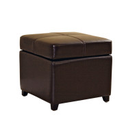 Baxton Studio Full Leather Ottoman Dark Brown 0380-001-dark brown